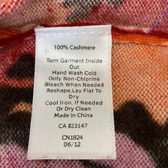 Talbots 100% Cashmere Multicolor Floral 3/4 Sleeve Cardigan Sweater. Women’s L - Picture 9 of 9